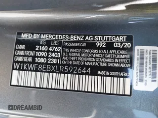 2020 Mercedes-Benz C 300 with VIN W1KWF8EBXLR592644, listed as a IAAI auction lot 42045041 with 43,162 mi miles and . Bid and sale history available at DreamBid. Image 9.