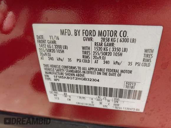 2017 Ford Explorer Sport с VIN 1FM5K8GT2HGB32304, выставлен на аукционе IAAI как лот 42459600 с пробегом 134 462 миль миль и . История ставок и продаж доступна на DreamBid. Изображение 9.
