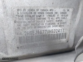 1997 Honda Civic LX with VIN 2HGEJ6677VH532411, listed as a IAAI auction lot 41181387 with 236559 miles. Bid and sale history available at carsss.com. Image 9.