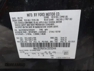 2020 Ford EcoSport SE z VIN MAJ3S2GE5LC323344, wystawiony jako IAAI lot #42071958 z przebiegiem 60 960 mil mil oraz . Historia ofert i sprzedaży dostępna na DreamBid. Obrazek 9.