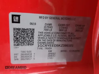 2019 Chevrolet Silverado 1500 RST with VIN 1GCRYEED5KZ386101, listed as a Copart auction lot 41422005 with 64,084 mi miles and Clean Title. Bid and sale history available at DreamBid. Image 13.