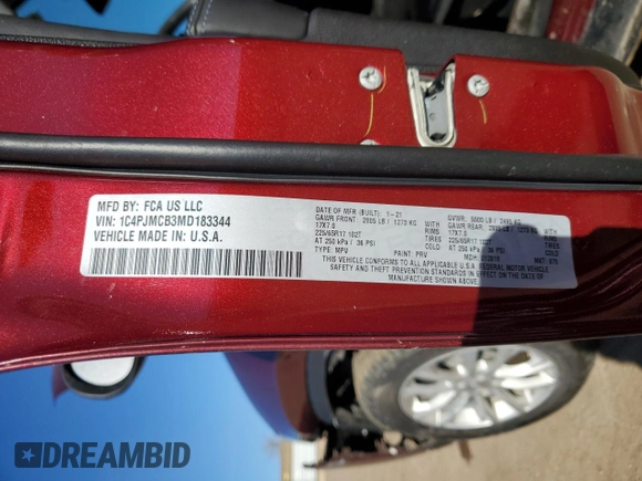 2021 Jeep Cherokee Latitude with VIN 1C4PJMCB3MD183344, listed as a Copart auction lot 88596035 with 28,201 mi miles and Salvage title. Bid and sale history available at DreamBid. Image 15.