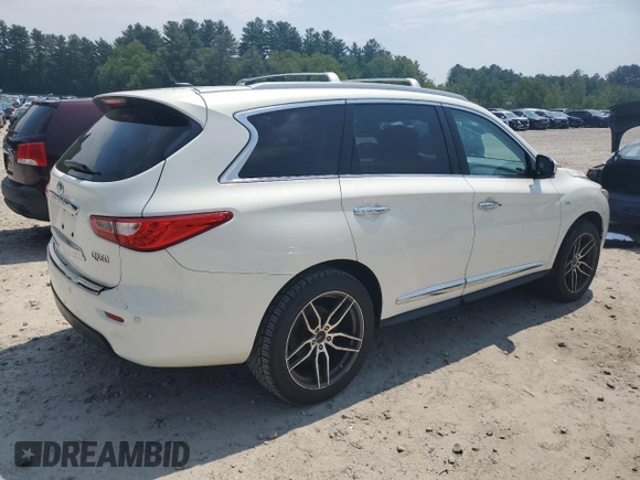2014 Infiniti QX60 with VIN 5N1AL0MM0EC538966, listed as a Copart auction lot 60871735 with 99,479 mi miles and Salvage title. Bid and sale history available at DreamBid. Image 3.
