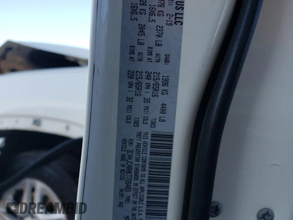 2019 Jeep Compass Sport z VIN 3C4NJCAB0KT726483, wystawiony jako Copart lot #49352905 z przebiegiem 116 915 mil mil oraz Szkoda całkowita • Salvage title. Historia ofert i sprzedaży dostępna na DreamBid. Obrazek 15.