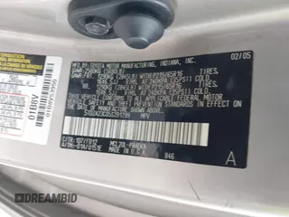 2005 Toyota Sienna CE z VIN 5TDZA23C05S291299, wystawiony jako IAAI lot #42283495 z przebiegiem 229 275 mil mil oraz . Historia ofert i sprzedaży dostępna na DreamBid. Obrazek 9.