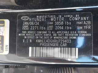 2024 Hyundai Elantra SE with VIN KMHLL4DGXRU729403, listed as a IAAI auction lot 42309484 with 17,252 mi miles and . Bid and sale history available at DreamBid. Image 9.