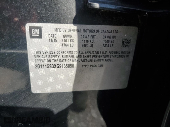 2016 Chevrolet Impala LT with VIN 2G1115S3XG9135050, listed as a Copart auction lot 52326345 with 143,359 mi miles and Salvage Title. Bid and sale history available at DreamBid. Image 12.