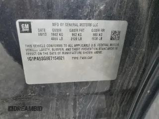2014 Chevrolet Cruze LS with VIN 1G1PA5SG8E7154921, listed as a Copart auction lot 52820255 with 197,442 mi miles and Clean Title. Bid and sale history available at carsss.com. Image 12.