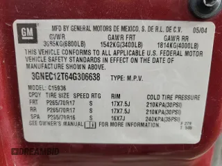 2004 Chevrolet Avalanche z VIN 3GNEC12T64G306638, wystawiony jako Copart lot #43089325 z przebiegiem 237 211 mil mil oraz Szkoda całkowita • Salvage title. Historia ofert i sprzedaży dostępna na DreamBid. Obrazek 12.