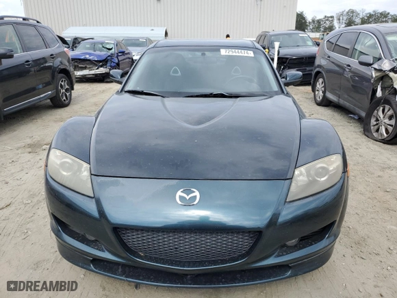 2004 Mazda RX-8 with VIN JM1FE17N040130675, listed as a Copart auction lot 72944474 with 143,744 mi miles and Clean Title. Bid and sale history available at carsss.com. Image 5.