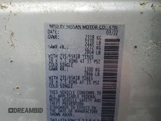 2022 Nissan Murano S with VIN 5N1AZ2AJ0NC121643, listed as a Copart auction lot 79920134 with Not Provided miles and Non Repairable. Bid and sale history available at DreamBid. Image 14.