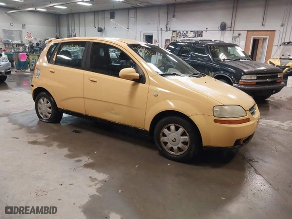 2005 Chevrolet Aveo LS with VIN KL1TD62655B310654, listed as a IAAI auction lot 41389685 with 107,879 mi miles. Bid and sale history available at carsss.com. Image 1.