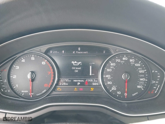 2019 Audi A4 Premium with VIN WAUGMAF41KN018335, listed as a IAAI auction lot 41570587 with 22,795 mi miles. Bid and sale history available at carsss.com. Image 7.
