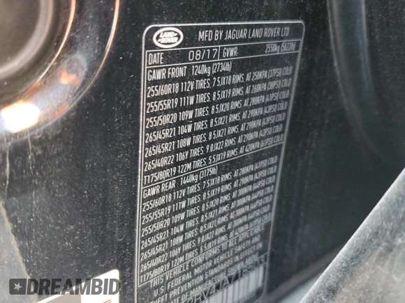2018 Land Rover Range Rover Velar S with VIN SALYB2RV4JA718503, listed as a Copart auction lot 58642405 with 99,010 mi miles and Clean title. Bid and sale history available at DreamBid. Image 13.