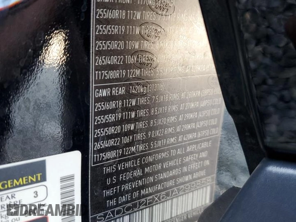 2018 Jaguar F-Pace 25t Premium with VIN SADCJ2FX6JA299858, listed as a Copart auction lot 59212765 with 74,971 mi miles and Salvage title. Bid and sale history available at DreamBid. Image 14.