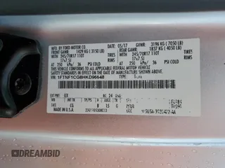 2017 Ford F-150 XL with VIN 1FTNF1CG8HKD96648, listed as a Copart auction lot 63085905 with 83,896 mi miles and Salvage title. Bid and sale history available at DreamBid. Image 12.