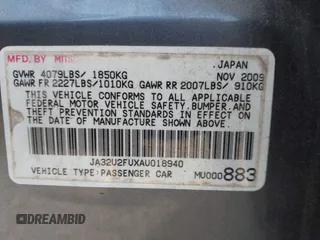 2010 Mitsubishi Lancer ES z VIN JA32U2FUXAU018940, wystawiony jako IAAI lot #42481450 z przebiegiem 180 872 mil mil oraz . Historia ofert i sprzedaży dostępna na DreamBid. Obrazek 9.