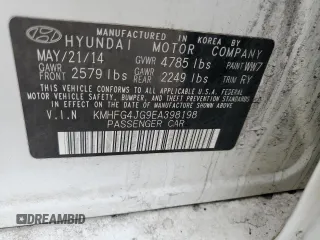 2014 Hyundai Azera with VIN KMHFG4JG9EA398198, listed as a Copart auction lot 47691745 with 85,215 mi miles and Clean title. Bid and sale history available at DreamBid. Image 12.