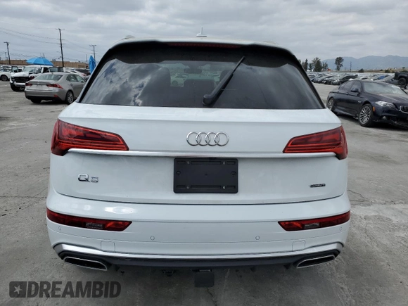 2023 Audi Q5 S line Premium Plus with VIN WA1EAAFY7P2147639, listed as a Copart auction lot 53052525 with 12,411 mi miles and Salvage title. Bid and sale history available at DreamBid. Image 6.