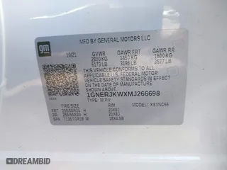 2021 Chevrolet Traverse RS with VIN 1GNERJKWXMJ266698, listed as a IAAI auction lot 41781041 with 22,060 mi miles. Bid and sale history available at carsss.com. Image 9.
