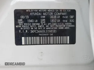 2020 Hyundai Accent Limited with VIN 3KPC34A69LE098181, listed as a Copart auction lot 37465564 with 20,488 mi miles. Bid and sale history available at carsss.com. Image 12.