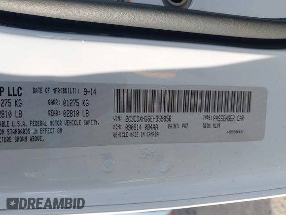 2014 Dodge Charger SXT with VIN 2C3CDXHG6EH359856, listed as a IAAI auction lot 41631987 with 144,355 mi miles and . Bid and sale history available at DreamBid. Image 9.