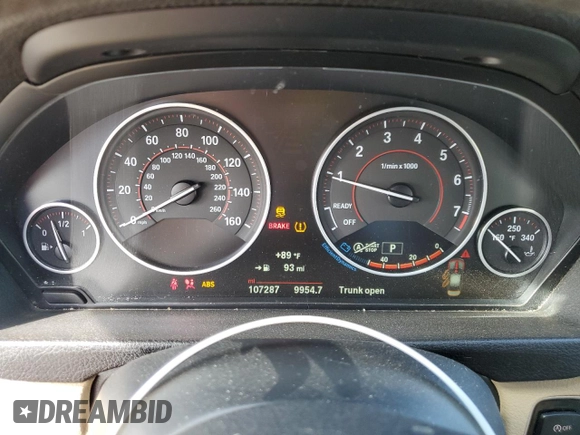 2017 BMW 3 Series 330i with VIN WBA8B9G37HNU53691, listed as a Copart auction lot 54612825 with 107,287 mi miles and Salvage Title. Bid and sale history available at carsss.com. Image 9.