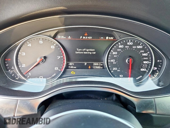 2013 Audi A7 Prestige with VIN WAU2GAFC1DN082130, listed as a Copart auction lot 59619575 with 123,560 mi miles and Salvage title. Bid and sale history available at DreamBid. Image 9.