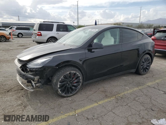 2022 Tesla Model Y Performance with VIN 7SAYGDEF1NF407985, listed as a Copart auction lot 53831325 with 41,225 mi miles and Salvage title. Bid and sale history available at DreamBid. Image 1.