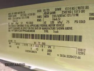 2023 Ford Transit Cargo with VIN 1FTBR1C87PKA63830, listed as a IAAI auction lot 40797669 with 69,162 mi miles and . Bid and sale history available at DreamBid. Image 9.