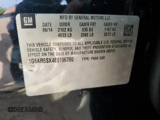 2014 Cadillac CTS Luxury RWD with VIN 1G6AR5SX4E0196780, listed as a Copart auction lot 47454185 with 84,265 mi miles and Salvage Title. Bid and sale history available at carsss.com. Image 12.