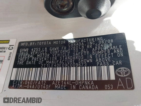 2009 Toyota Matrix S z VIN 2T1LE40E09C009673, wystawiony jako IAAI lot #42157031 z przebiegiem 185 656 mil mil oraz . Historia ofert i sprzedaży dostępna na DreamBid. Obrazek 9.