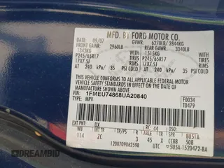 2008 Ford Explorer Eddie Bauer z VIN 1FMEU74868UA20840, wystawiony jako IAAI lot #42367568 z przebiegiem 153 627 mil mil oraz . Historia ofert i sprzedaży dostępna na DreamBid. Obrazek 9.