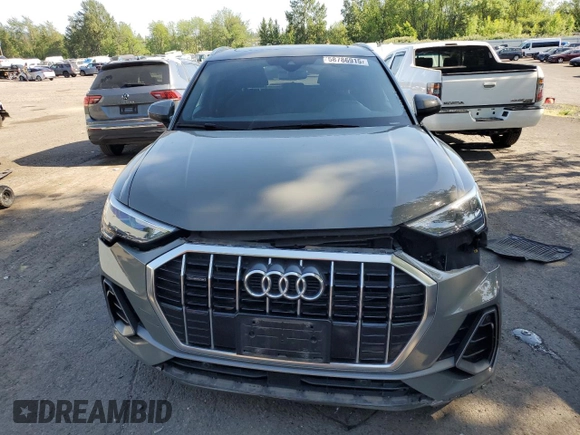 2020 Audi Q3 S line Premium with VIN WA1DECF35L1032280, listed as a Copart auction lot 58786915 with 48,006 mi miles and Salvage title. Bid and sale history available at DreamBid. Image 5.
