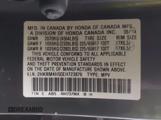 2014 Honda CR-V EX with VIN 2HKRM4H50EH723876, listed as a IAAI auction lot 41464608 with 130,502 mi miles. Bid and sale history available at carsss.com. Image 9.