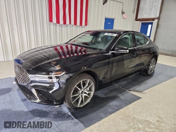 2025 Genesis G70 2.5T with VIN KMTG34SC0SU151938, listed as a Copart auction lot 64726775 with 15,493 mi miles and Clean title. Bid and sale history available at DreamBid. Image 1.