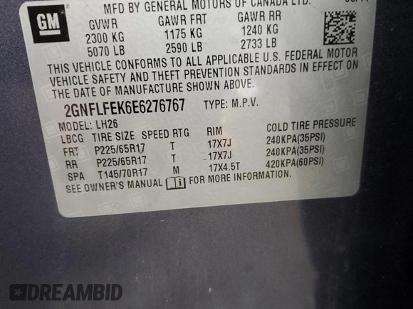 2014 Chevrolet Equinox LT z VIN 2GNFLFEK6E6276767, wystawiony jako Copart lot #60594165 z przebiegiem 147 779 mil mil oraz Szkoda całkowita • Salvage title. Historia ofert i sprzedaży dostępna na DreamBid. Obrazek 14.