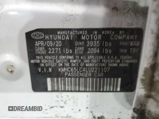 2020 Hyundai Ioniq Blue with VIN KMHC65LC4LU221107, listed as a Copart auction lot 57318345 with 141,031 mi miles and Salvage title. Bid and sale history available at DreamBid. Image 12.