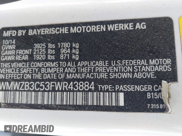 2015 MINI Countryman z VIN WMWZB3C53FWR43884, wystawiony jako IAAI lot #42336430 z przebiegiem 111 934 mil mil oraz . Historia ofert i sprzedaży dostępna na DreamBid. Obrazek 9.