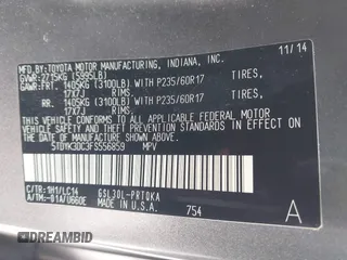 2015 Toyota Sienna XLE with VIN 5TDYK3DC3FS556859, listed as a IAAI auction lot 42161107 with 200,502 mi miles and . Bid and sale history available at DreamBid. Image 9.