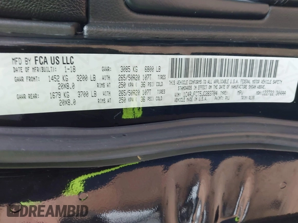 2018 Jeep Grand Cherokee High Altitude with VIN 1C4RJFCT5JC283704, listed as a IAAI auction lot 41613275 with 134,134 mi miles. Bid and sale history available at carsss.com. Image 9.