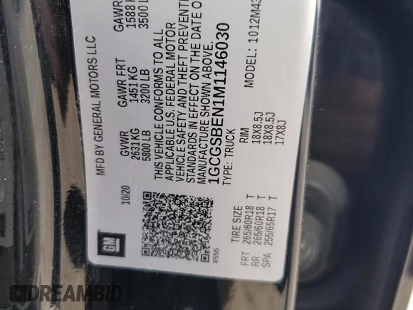 2021 Chevrolet Colorado 2WD Work Truck z VIN 1GCGSBEN1M1146030, wystawiony jako Copart lot #41635415 z przebiegiem 65 223 mil mil oraz Szkoda całkowita • Salvage title. Historia ofert i sprzedaży dostępna na DreamBid. Obrazek 12.
