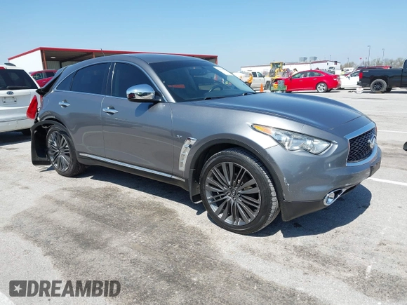 2015 Infiniti QX70 with VIN JN8CS1MW1FM481233, listed as a IAAI auction lot 41976458 with 134,875 mi miles and . Bid and sale history available at DreamBid. Image 1.