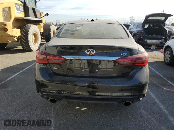 2024 Infiniti Q50 Luxe with VIN JN1EV7BR6RM630707, listed as a Copart auction lot 77115644 with 3,013 mi miles and Salvage Title. Bid and sale history available at DreamBid. Image 6.