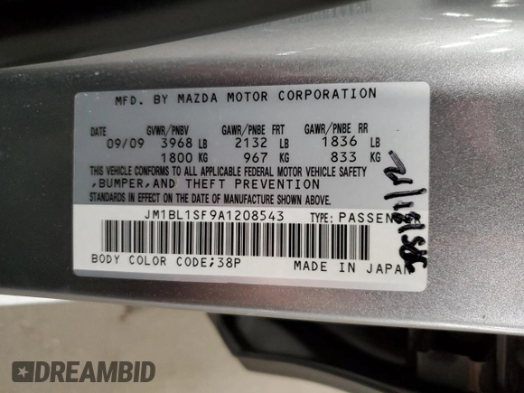 2010 Mazda 3 i Sport with VIN JM1BL1SF9A1208543, listed as a Copart auction lot 52643145 with 197,007 mi miles and Salvage Title. Bid and sale history available at carsss.com. Image 12.