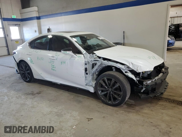 2024 Lexus IS 350 F Sport with VIN JTHGZ1E28R5035775, listed as a Copart auction lot 47109195 with 6,076 mi miles and Salvage title. Bid and sale history available at DreamBid. Image 4.