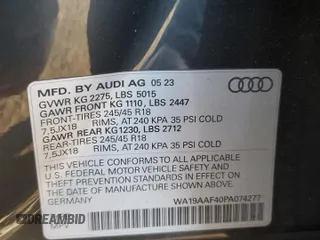 2023 Audi A4 allroad Prestige with VIN WA19AAF40PA074277, listed as a Copart auction lot 79714114 with 10,505 mi miles and Salvage Title. Bid and sale history available at carsss.com. Image 15.