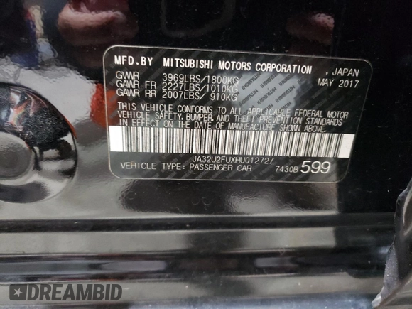 2017 Mitsubishi Lancer ES with VIN JA32U2FUXHU012727, listed as a Copart auction lot 76122994 with 75,380 mi miles and Salvage Title. Bid and sale history available at carsss.com. Image 12.