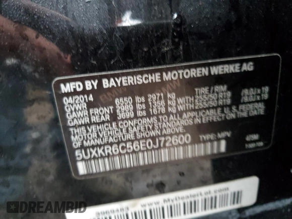 2014 BMW X5 xDrive50i with VIN 5UXKR6C56E0J72600, listed as a Copart auction lot 51280085 with 133,543 mi miles and Salvage Title. Bid and sale history available at carsss.com. Image 12.