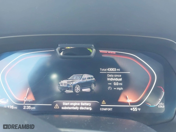 2019 BMW X7 xDrive50i with VIN 5UXCX4C52KLS36334, listed as a IAAI auction lot 42066957 with 43,003 mi miles. Bid and sale history available at carsss.com. Image 7.